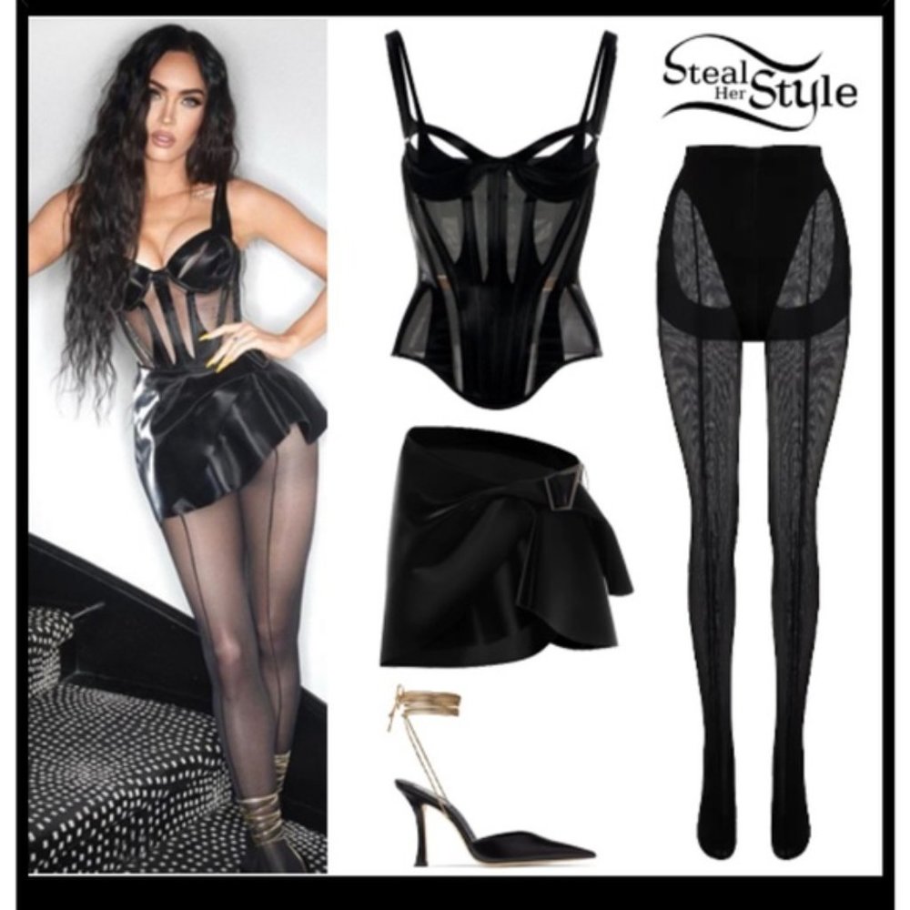 Mugler x Wolford center seam black tights